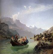 Hans Gude Brudfarden i Hardanger oil painting artist